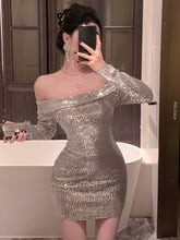 DAZY Women's Sequin Off Shoulder Short Party Dress